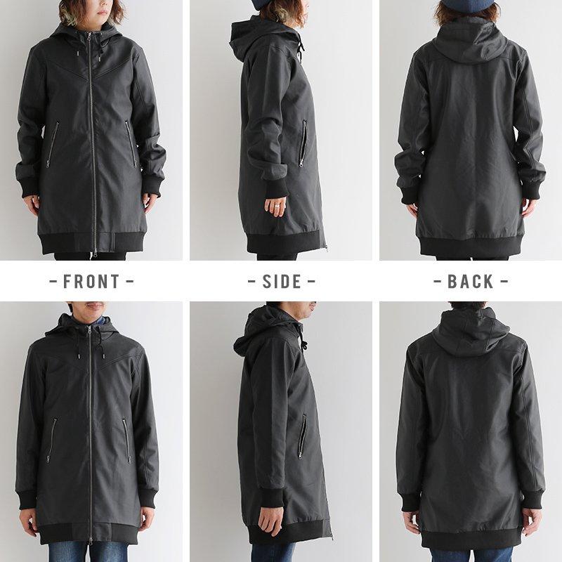 ALISTAIR ブルゾン ロング丈 ハイネック フード リブジャケット ダブル