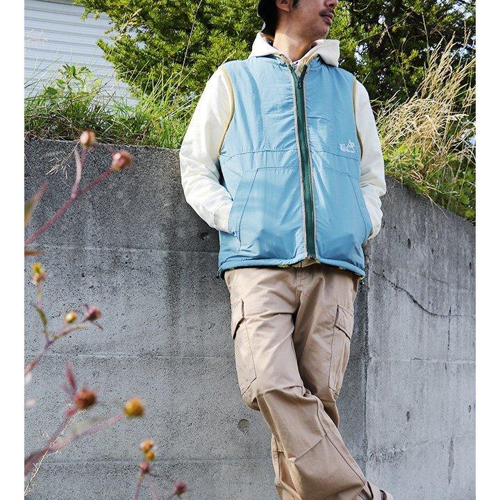 PATY ベスト リバーシブル 2way ひまわり × 無地 ボア ナイロン