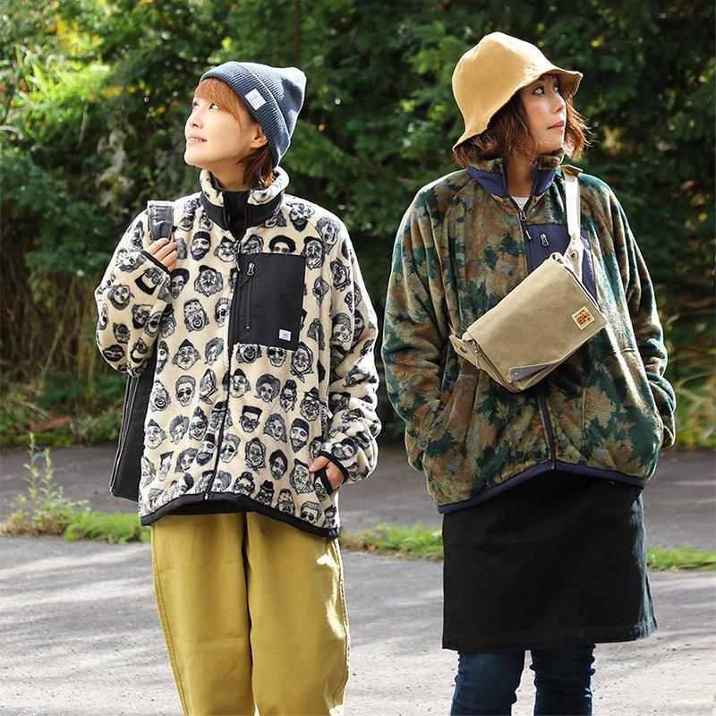 PATY ジャケット アウター スタンドネック ボア ハッピーペイント 総柄