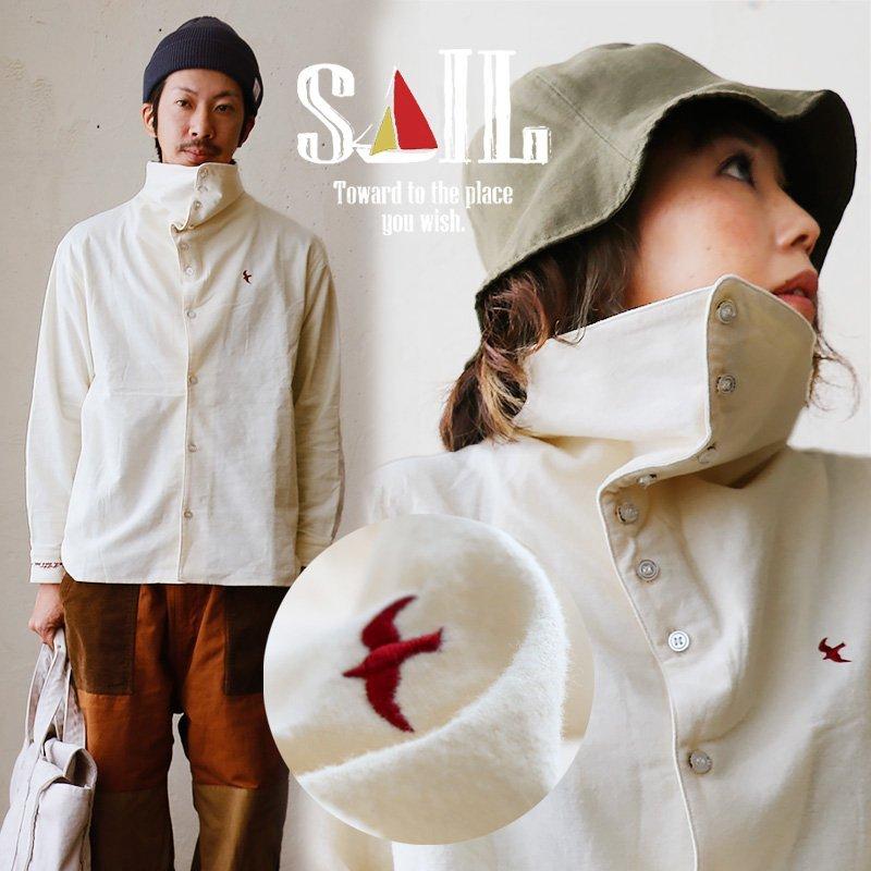 シャツ 長袖 タートルネック 変形 ハイネック 綿100 フランネル ワンポイント つばめ メッセージ 刺繍 メンズ レディース Sail Paty 通販 Paypayモール