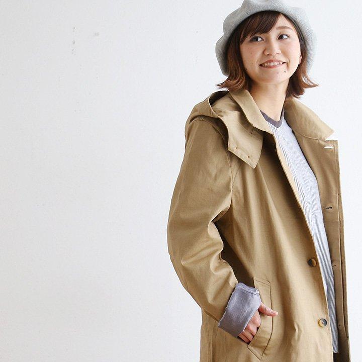 コート ステンカラー ストレッチツイル フード コート ロング丈 バルカラー スリム 袖裏地付き メンズ レディース  Revo | PATY | 01