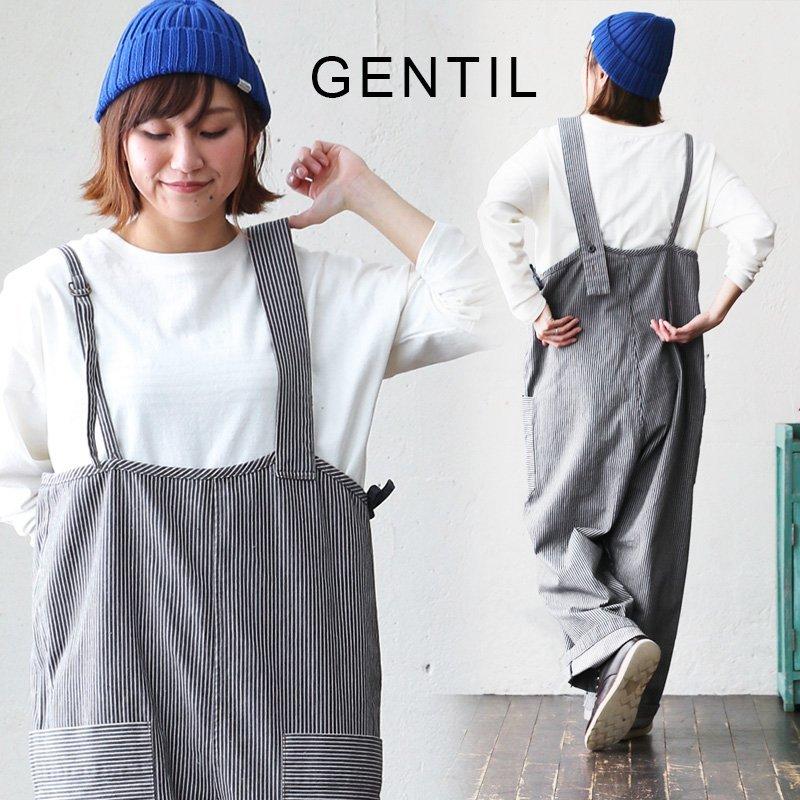 PATY サロペット サロペ ヒッコリー デニム ワイド サイドジップ