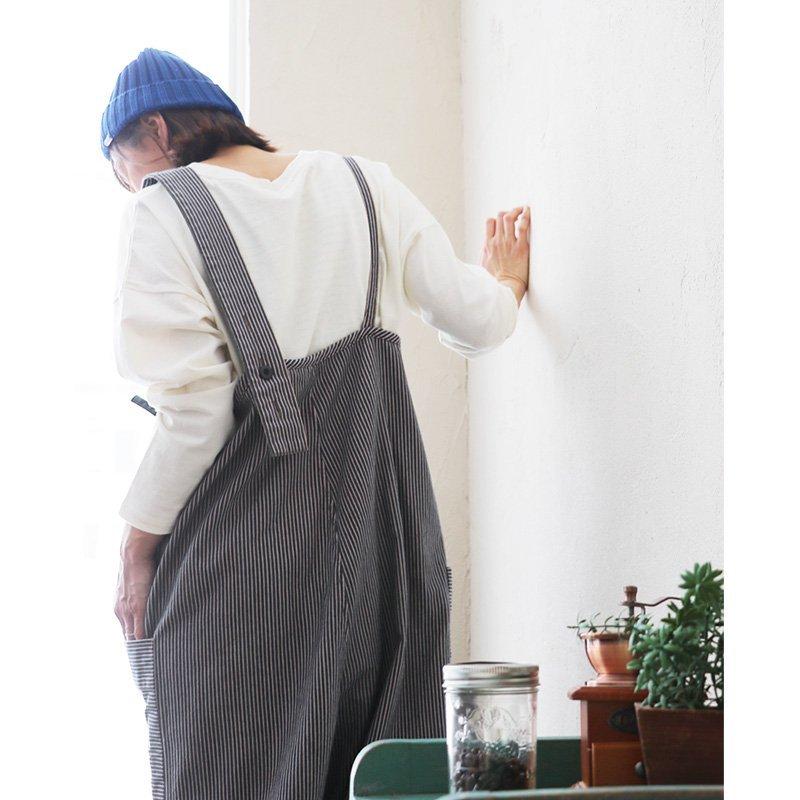 PATY サロペット サロペ ヒッコリー デニム ワイド サイドジップ