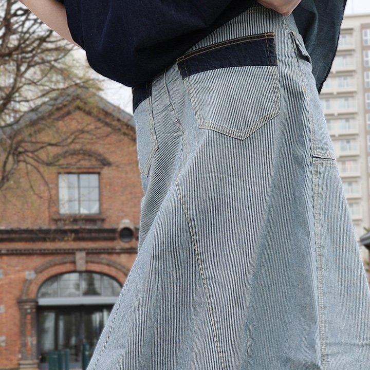 スカート マキシ デニム ヒッコリー Aライン ロングスカート かっこいい ストレッチ リメイク マキシスカート デニムスカート 内紐 パティ ALISTAIR アリステア | ALISTAIR | 08