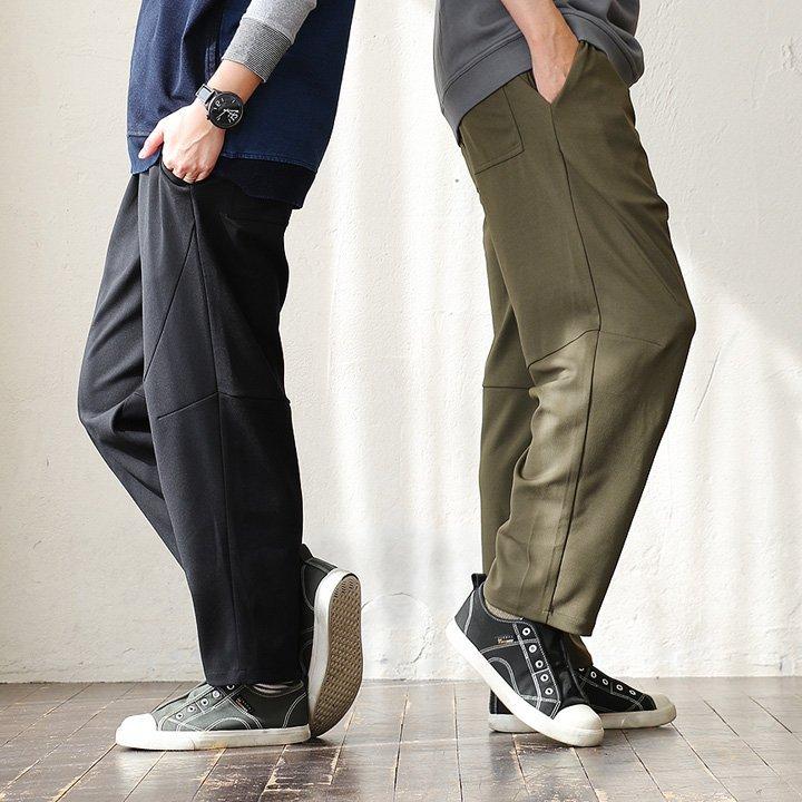 パンツ テーパード ワイド ウエストゴム カット ジョーゼット ゆったり 楽 おうち時間 ブラック オリーブ ベージュ ブラウン メンズ レディース | PATY | 02