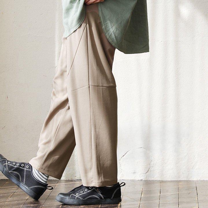 パンツ テーパード ワイド ウエストゴム カット ジョーゼット ゆったり 楽 おうち時間 ブラック オリーブ ベージュ ブラウン メンズ レディース | PATY | 05