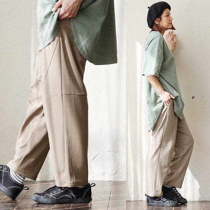 パンツ テーパード ワイド ウエストゴム カット ジョーゼット ゆったり 楽 おうち時間 ブラック オリーブ ベージュ ブラウン メンズ レディース | PATY | 06