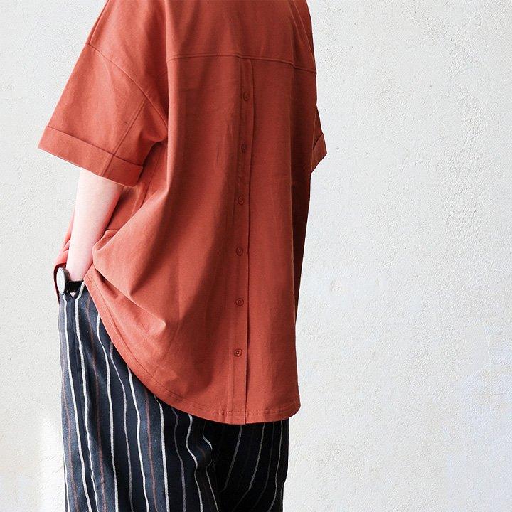 チュニック 五分袖 ロング ワイド レディース すっきり 着痩せ 切替 夏 夏服 tシャツ 綿100％ コットン バック ボタン パティ Souple スプル (メール便50) | PATY | 18