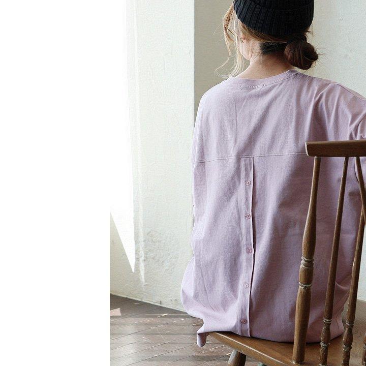 チュニック 五分袖 ロング ワイド レディース すっきり 着痩せ 切替 夏 夏服 tシャツ 綿100％ コットン バック ボタン パティ Souple スプル (メール便50) | PATY | 19