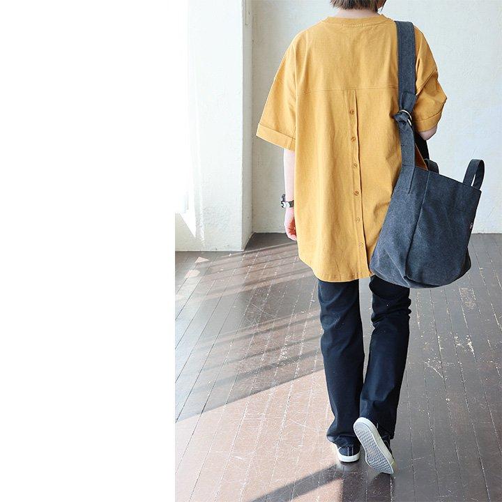 チュニック 五分袖 ロング ワイド レディース すっきり 着痩せ 切替 夏 夏服 tシャツ 綿100％ コットン バック ボタン パティ Souple スプル (メール便50) | PATY | 21