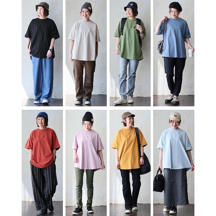 チュニック 五分袖 ロング ワイド レディース すっきり 着痩せ 切替 夏 夏服 tシャツ 綿100％ コットン バック ボタン パティ Souple スプル (メール便50) | PATY | 23