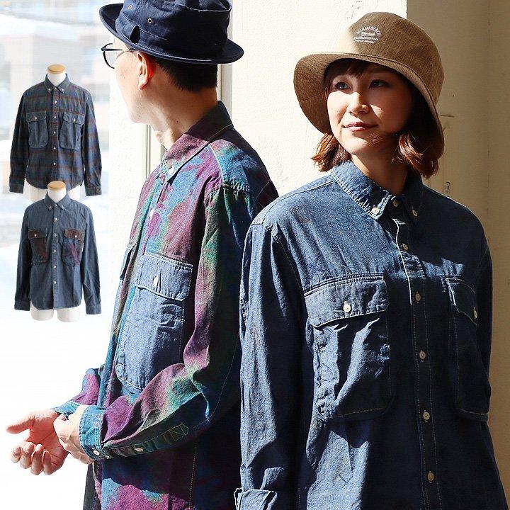 シャツ 長袖 シャンブレー デニム デニムシャツ 薄手 ハリ感 綿100 総柄 柄シャツ メンズ レディース Kriff Mayer Paty 通販 Paypayモール