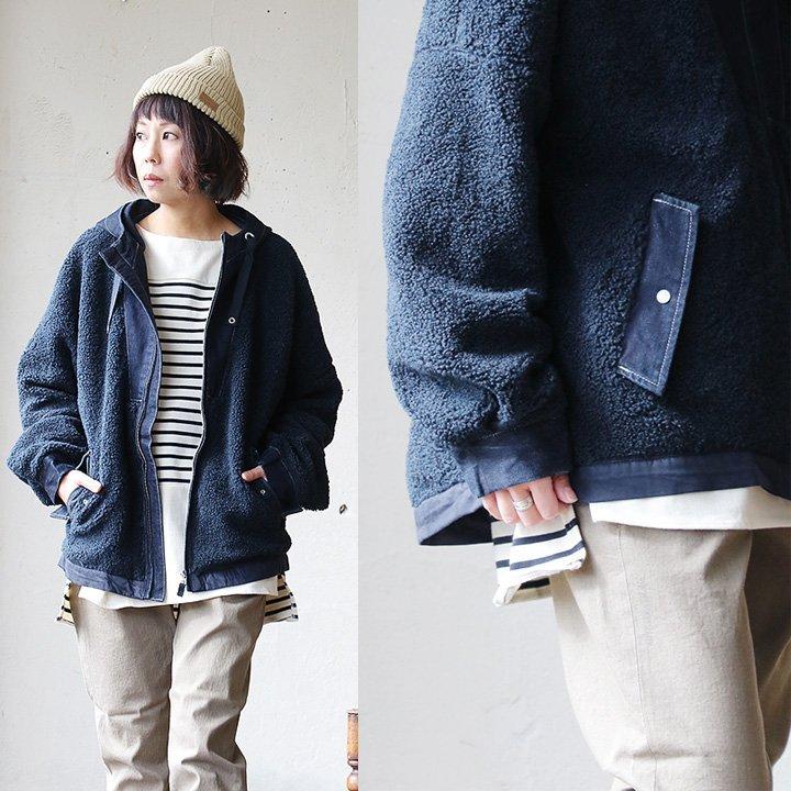 アウターアノラック パーカー ブルゾン ジャケット 長袖 ボア シープボア デニム 体型カバー ゆったり 大きい 暖かい 裏地付き Antgauge | PATY | 02