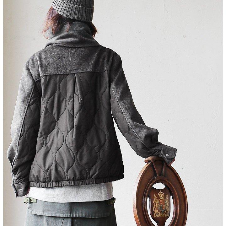 アウター ライダース ジャケット ブルゾン ショールカラー 大きいサイズ ゆったり着れる ドローコード 裏地付き エコウール キルティング Antgauge | PATY | 05