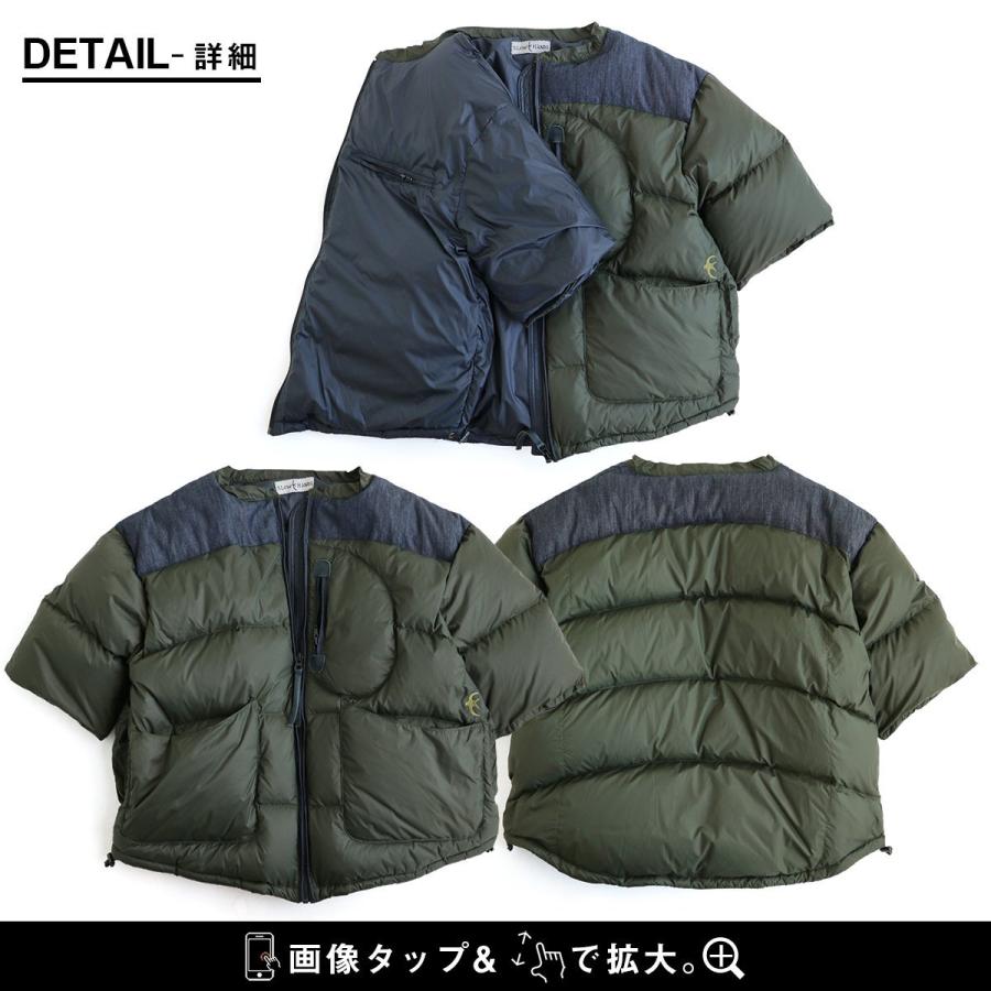 SLOW HANDS ベスト 前開き ダウンベスト 半袖 5分袖 クルー SLOW HANDS ベスト 前開き ダウンベスト 半袖 5分袖 クルー
