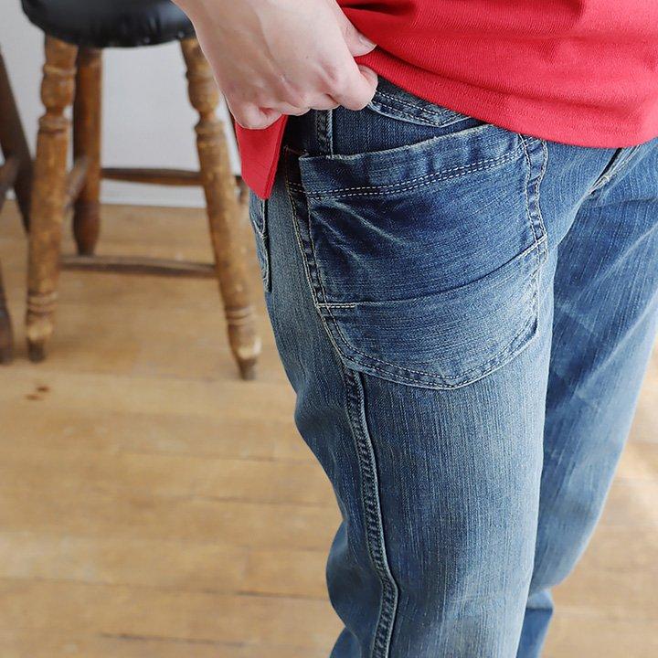 デニムパンツ デニム ワーク ペグトップ ノンスト ノンストレッチ ヒッコリー ユーズド ワンウォッシュ cafetty パティ | PATY | 06