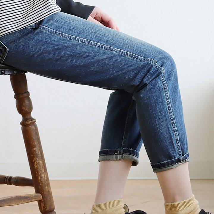デニムパンツ デニム ワーク ペグトップ ノンスト ノンストレッチ ヒッコリー ユーズド ワンウォッシュ cafetty パティ | PATY | 11