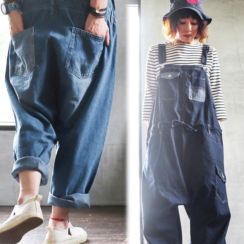 サロペット サロペットパンツ オーバーオール サルエル リメイク風  