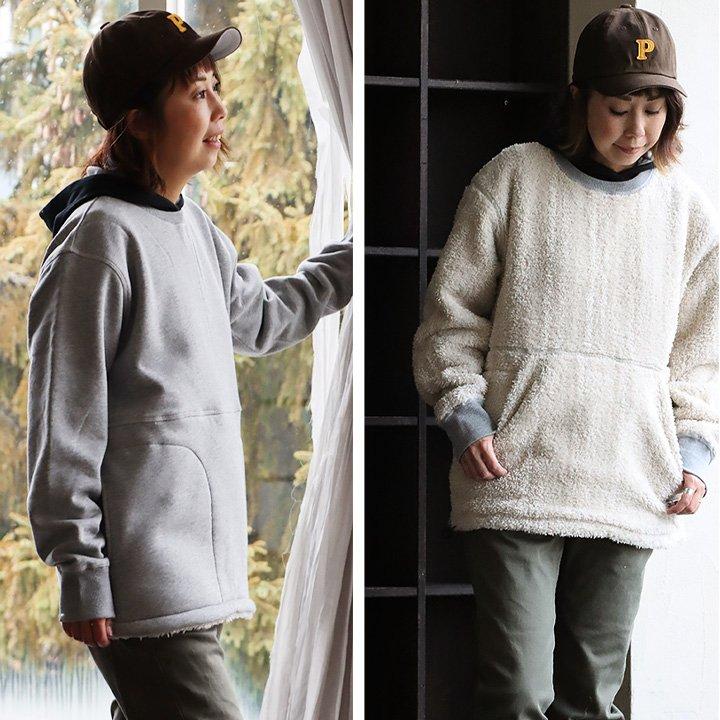 トレーナー メンズ レディース スウェット 長袖 裏起毛 裏ボア リバーシブル ラグラン リブ切り替え ポケット | PATY | 11