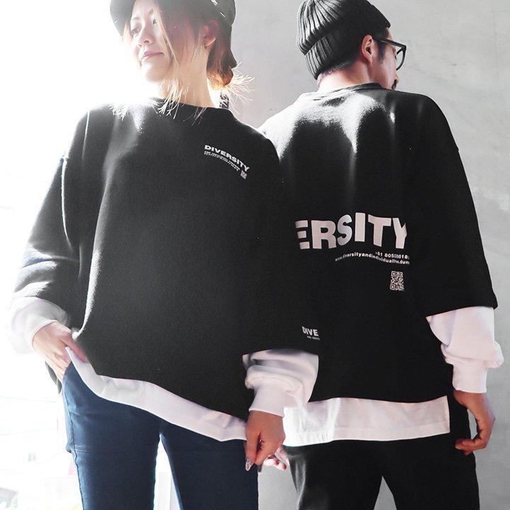 トレーナー スウェット スエット Tシャツ 長袖 無地 裏起毛 フェイク レイヤード 重ね着 ラグラン 重ね着 ロゴプリント Paty 通販 Paypayモール