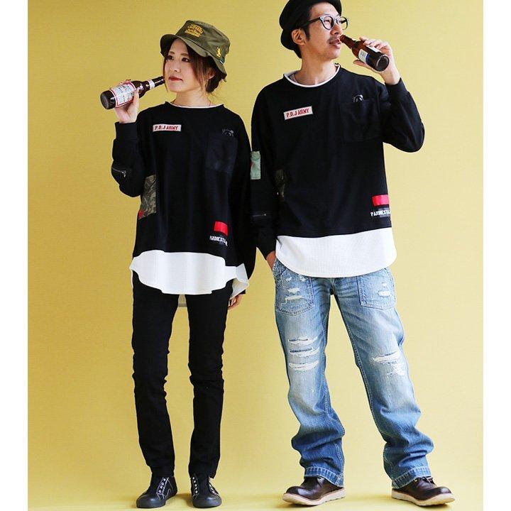 トップス Tシャツ ロンティー ロンTEE 長袖 クルーネック フェイクレイヤード重ね着 ビッグサイズ 大きいサイズ ゆったり PANDIESTA JAPAN | PATY | 02