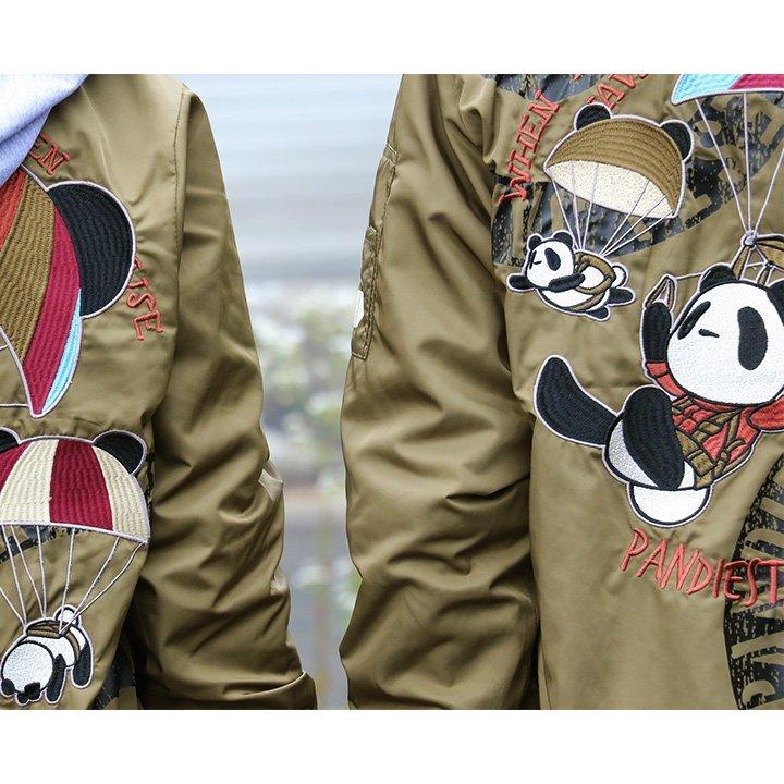 アウター MA-1 フード付き プリント パンダ 刺しゅう フード取り外し可能 ミリタリージャケット ショート丈 長袖 リブ PANDIESTA JAPAN | PATY | 03
