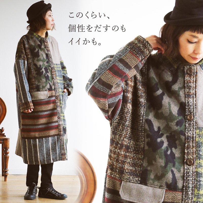 ジャケット・アウター Sandy sandy（サンディー） アウター コート パッチワーク 迷彩 チェック