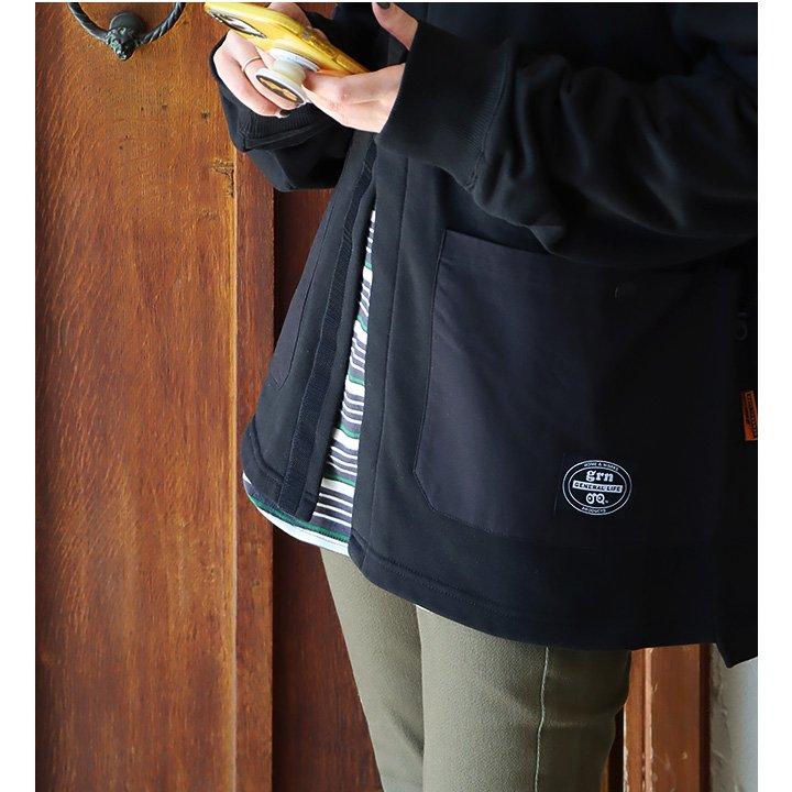 カーディガン メンズ レディース 長袖 スウェット トレーナー 羽織 マジックテープ ベルクロ 異素材切り替え ビッグポケット 米綿 裏毛 grn | grn | 05