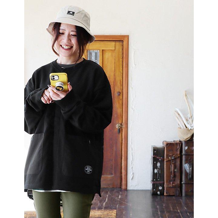 カーディガン メンズ レディース 長袖 スウェット トレーナー 羽織 マジックテープ ベルクロ 異素材切り替え ビッグポケット 米綿 裏毛 grn | grn | 07