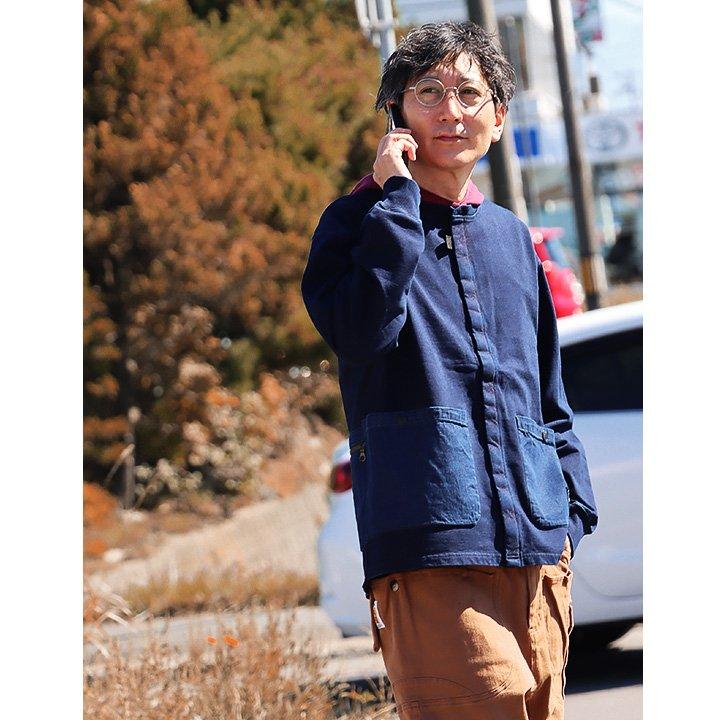 カーディガン メンズ レディース 長袖 スウェット トレーナー 羽織 マジックテープ ベルクロ 異素材切り替え ビッグポケット 米綿 裏毛 grn | grn | 09