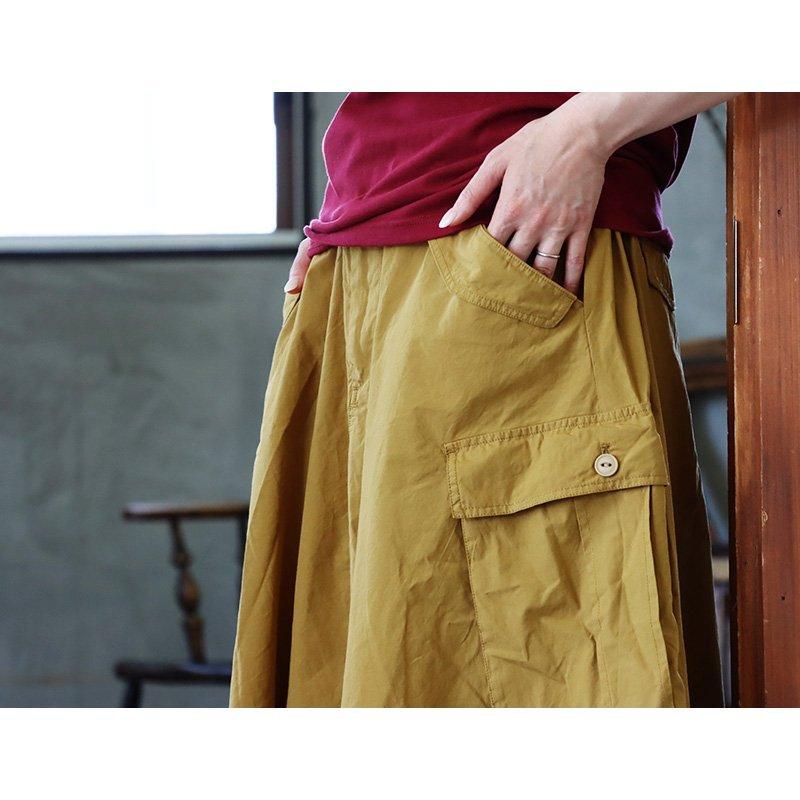 スカート ロング丈 Aラインスカート レディース 無地 綿100％ タイプライター しっかり生地 通気性 ウエストゴム 着痩せ  PATY パティ GENTIL | PATY | 05