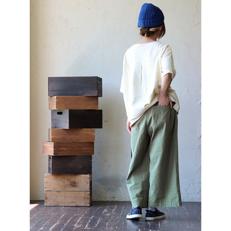 パンツ ワイドパンツ レディース 無地 カーキ 綿100％ タイプライター しっかり生地 軽量 通気性 ウエストゴム ゆったり PATY パティ GENTIL | PATY | 03
