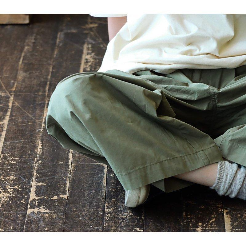 パンツ ワイドパンツ レディース 無地 カーキ 綿100％ タイプライター しっかり生地 軽量 通気性 ウエストゴム ゆったり PATY パティ GENTIL | PATY | 04