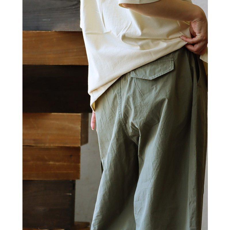 パンツ ワイドパンツ レディース 無地 カーキ 綿100％ タイプライター しっかり生地 軽量 通気性 ウエストゴム ゆったり PATY パティ GENTIL | PATY | 05