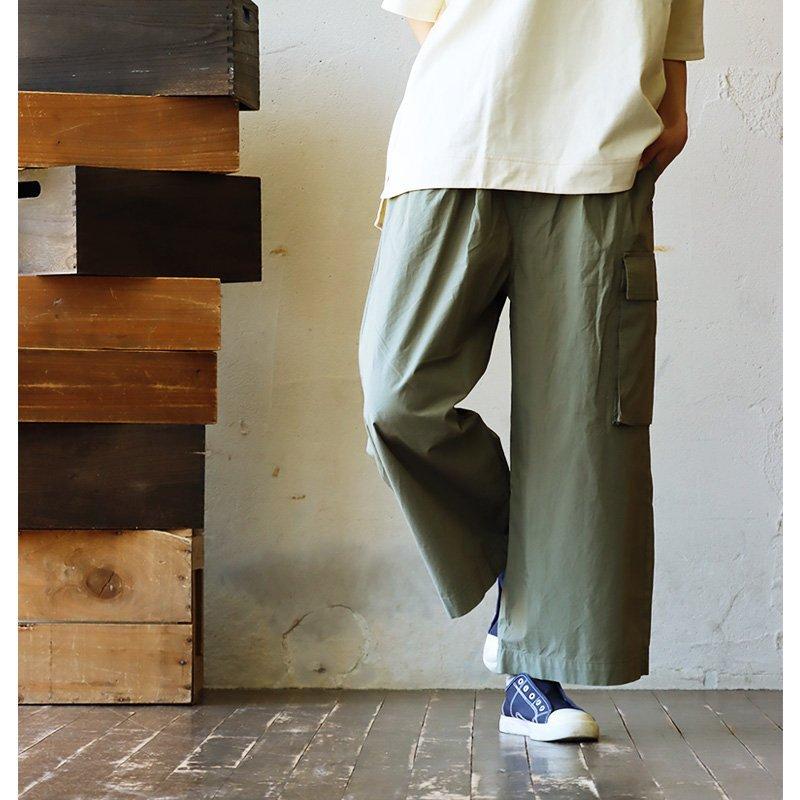 パンツ ワイドパンツ レディース 無地 カーキ 綿100％ タイプライター しっかり生地 軽量 通気性 ウエストゴム ゆったり PATY パティ GENTIL | PATY | 06