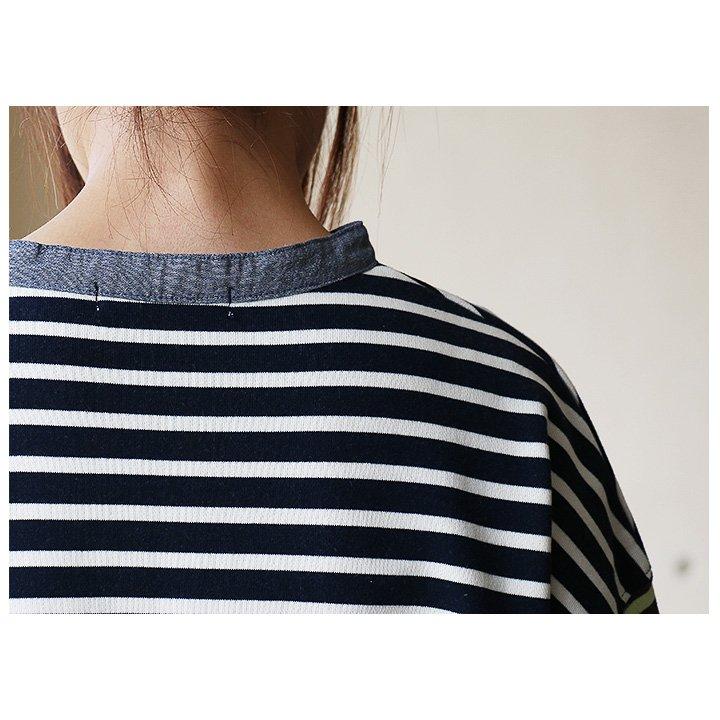 トップス プルオーバー 長袖 レディース お尻が隠れる ボーダー 配色切り替え 綿100％ ミニ裏毛 通気性 PATY パティ GENTIL | PATY | 03