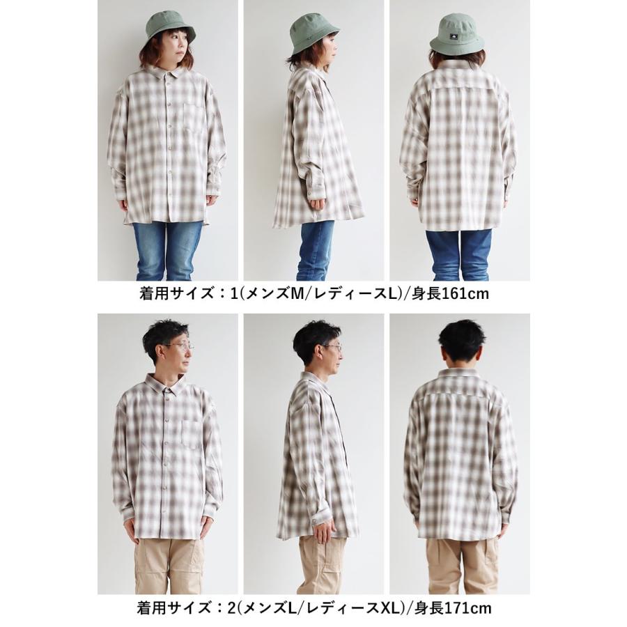 トップス シャツ 長袖 メンズ レディース お尻が隠れる チェック柄 オンブレーチェック ブラウン 綿100％  PATY パティ Revo | PATY | 13