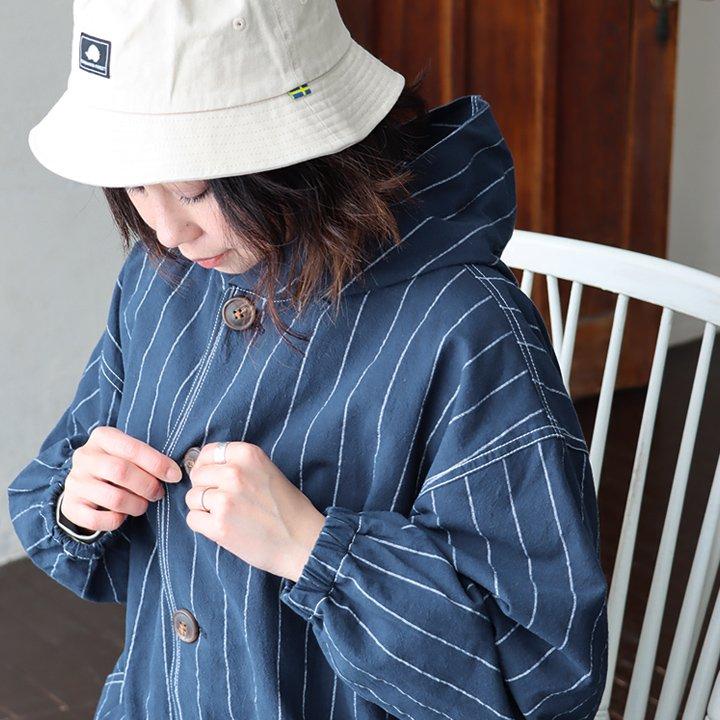 フーディー パーカー 羽織 レディース ストライプ ネイビー 綿100％ 通気性 軽い しっかり生地 PATY パティ GENTIL ジャンティ | PATY | 01