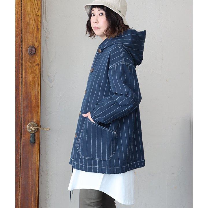 フーディー パーカー 羽織 レディース ストライプ ネイビー 綿100％ 通気性 軽い しっかり生地 PATY パティ GENTIL ジャンティ | PATY | 05