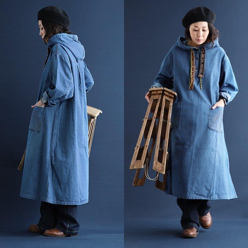 PATY ワンピース 長袖 レディース ロングワンピース Aライン パーカー 