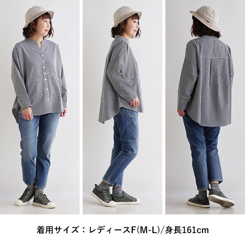 美品⁂センソユニコ⁂ロングシャツ　チュニック　チェック　フリルハイネック　変形 blo2161-2.jpg