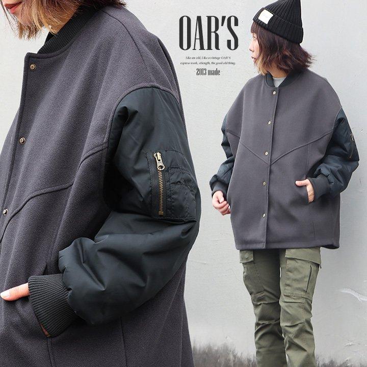 ジャケット レディース メルトン風 袖中綿 キルティング MA-1 前後 アシメントリー着丈 ワイドシルエット OAR’S オールズ | PATY