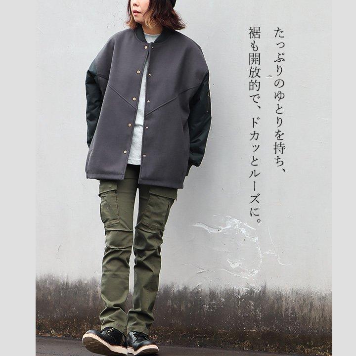 ジャケット レディース メルトン風 袖中綿 キルティング MA-1 前後 アシメントリー着丈 ワイドシルエット OAR’S オールズ | PATY | 12
