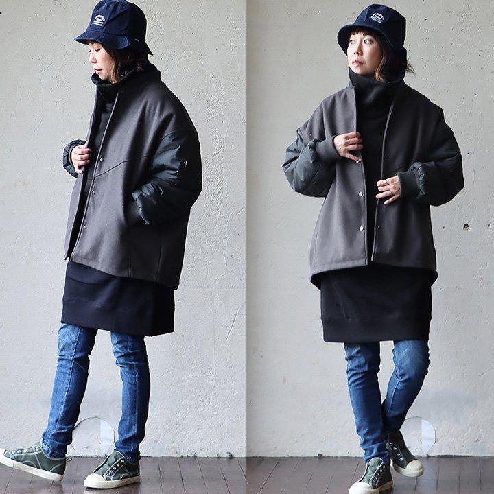 ジャケット レディース メルトン風 袖中綿 キルティング MA-1 前後 アシメントリー着丈 ワイドシルエット OAR’S オールズ | PATY | 15