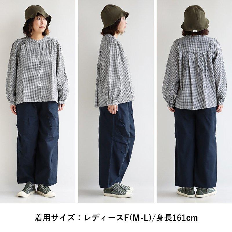 プルオーバーシャツ ノーカラー シャツ 長袖 レディース 着痩せ ギンガムチェック 綿100％ コットン 薄手 体型カバー カジュアル | PATY | 16