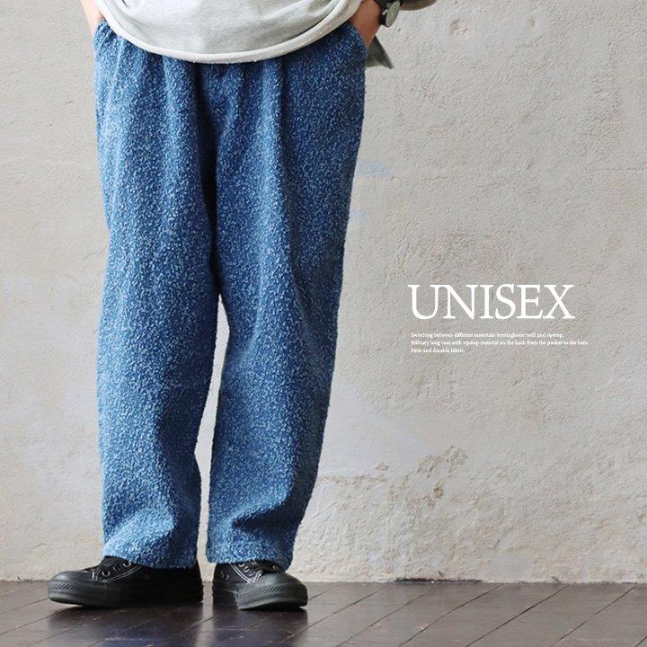 PATY パンツ ワイド メンズ レディース テーパード デニム 綿100