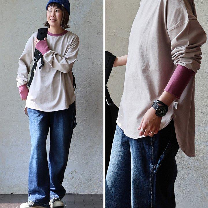 長T 重ね着 ロンT レディース すっきり 着痩せ ワイド 綿100％ コットン 軽い 袖長め 配色 リブ 切り替え トリムTシャツ パティ GENTIL ジャンティ | PATY | 13