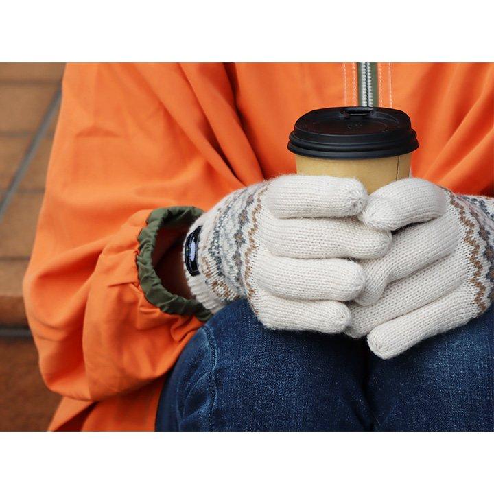 スカンジナビアンフォレスト 手袋 手ぶくろ レディース 5本指 グローブ ハンドウォーマー ボア フリース ニット アクリル ハリネズミ ワッペン (メール便25) | PATY | 12