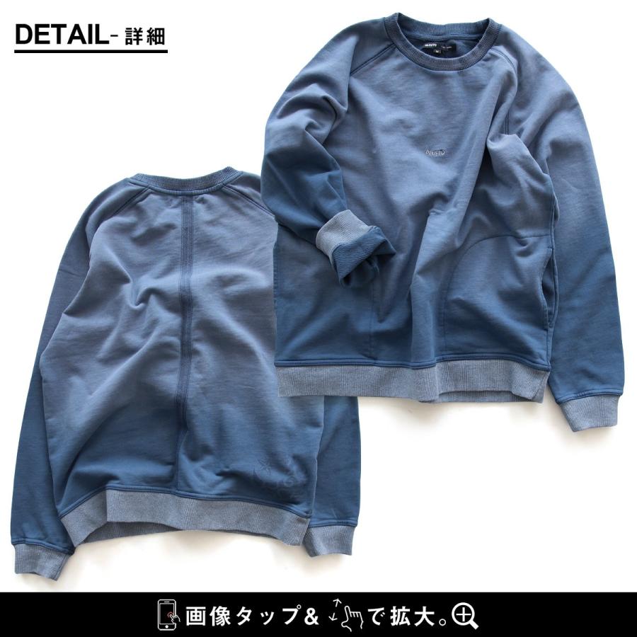 トレーナー スウェット 長袖 メンズ レディース 綿100 月星 プリント グラデーション加工 ラグラン ポケット  BLUETO ブルート | PATY | 19