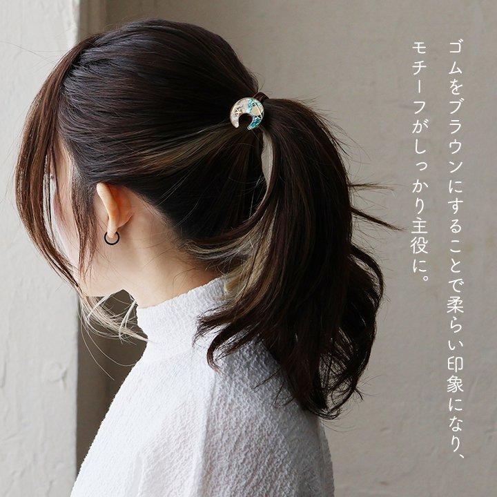 ヘアゴム ヘアブレス ブレスレット ヘア アクセサリー 髪飾り レディース レジン 黒猫 月 星 ドーム型 (メール便01) | PATY | 15